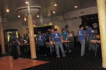 Volunteers setting up the room