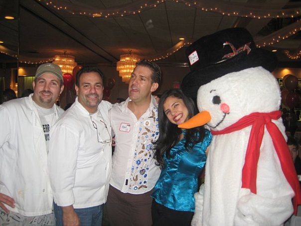 Volunteers with the snowman character