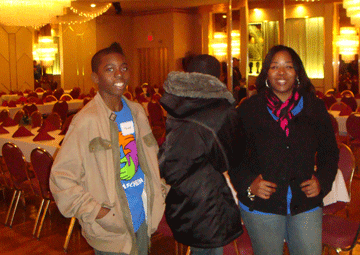 Young guests arriving at the hall